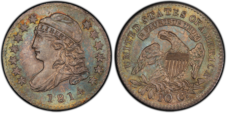 1814 Capped Bust Dime. JR-1. Small Date. MS-66+ (PCGS).